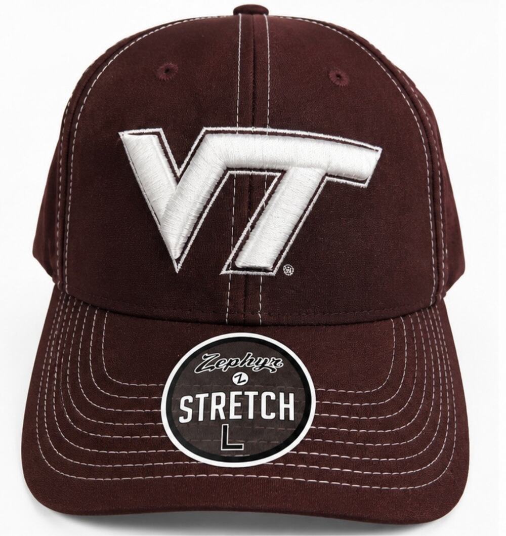 Virginia Tech Hokies Zephyr Stretch Fit Hat Cap Maroon VT NCAA Size L